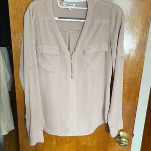 Express Women's Beige Zip-Front Blouse